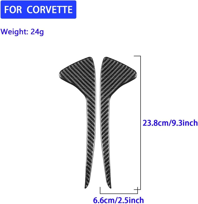 Edinstry 2pcs Automotive Dashboard Steering Wheel Lower Front Slot Sides Black Carbon Fiber Decoration Compatible With Corvette C8 2020-2024 Dashboard Side Panel Sticker Trim Soft Carbon Fiber Sticker - Image 4